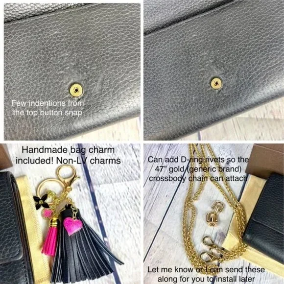 ⭐️Louis Vuitton Capucines black leather wallet or crossbody with bag charm - Picture 6 of 16